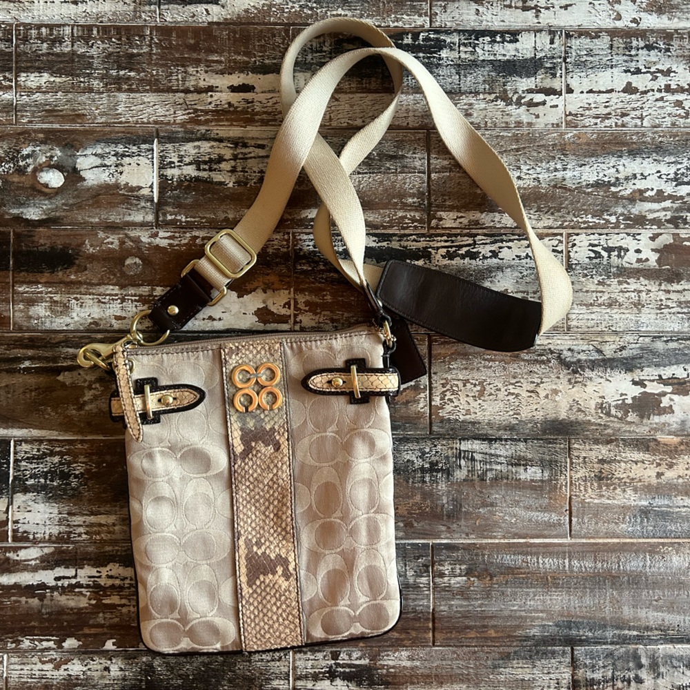 Coach Colette Signature Python Snakeskin Print Sa… - image 3